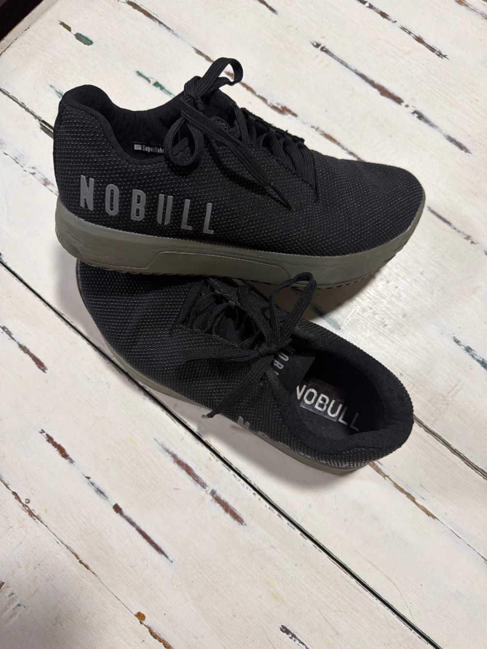 NOBULL SuperFabric Trainers Low Top Unisex Men's 9.5 / Women's 11 Black Gym Shoe